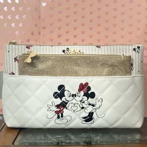 Disney Mickey and Minnie Mouse Cosmetic Makeup Bag Set of 2